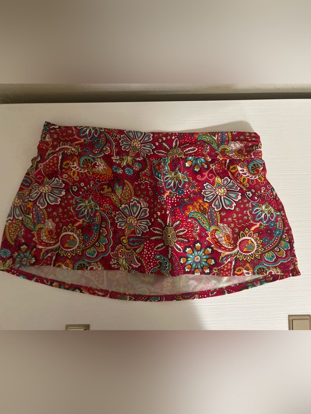 Athleta Red Paisley Floral Swim Skirt